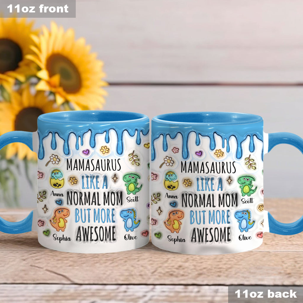 Mamasaurus And Kids - Personalized Mother Accent Mug