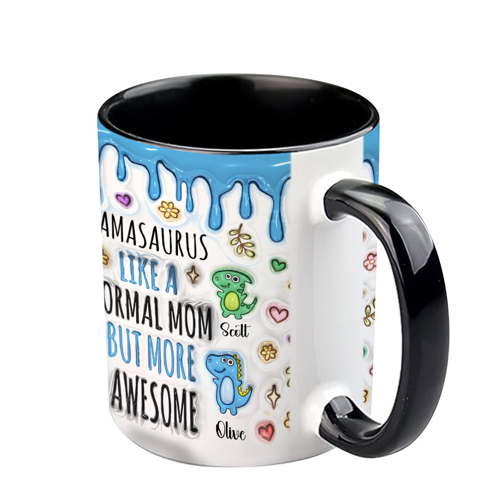 Mamasaurus And Kids - Personalized Mother Accent Mug