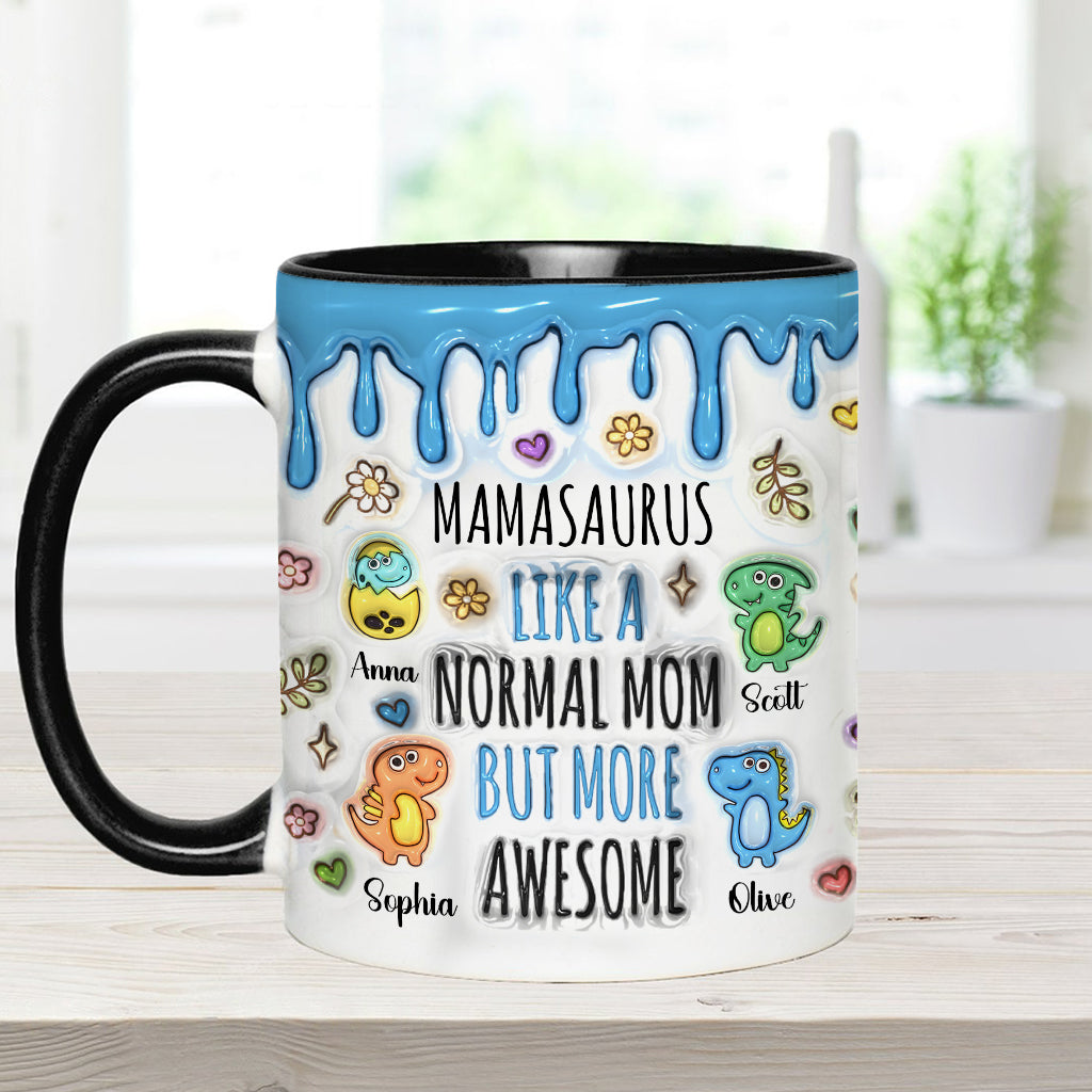 Mamasaurus And Kids - Personalized Mother Accent Mug