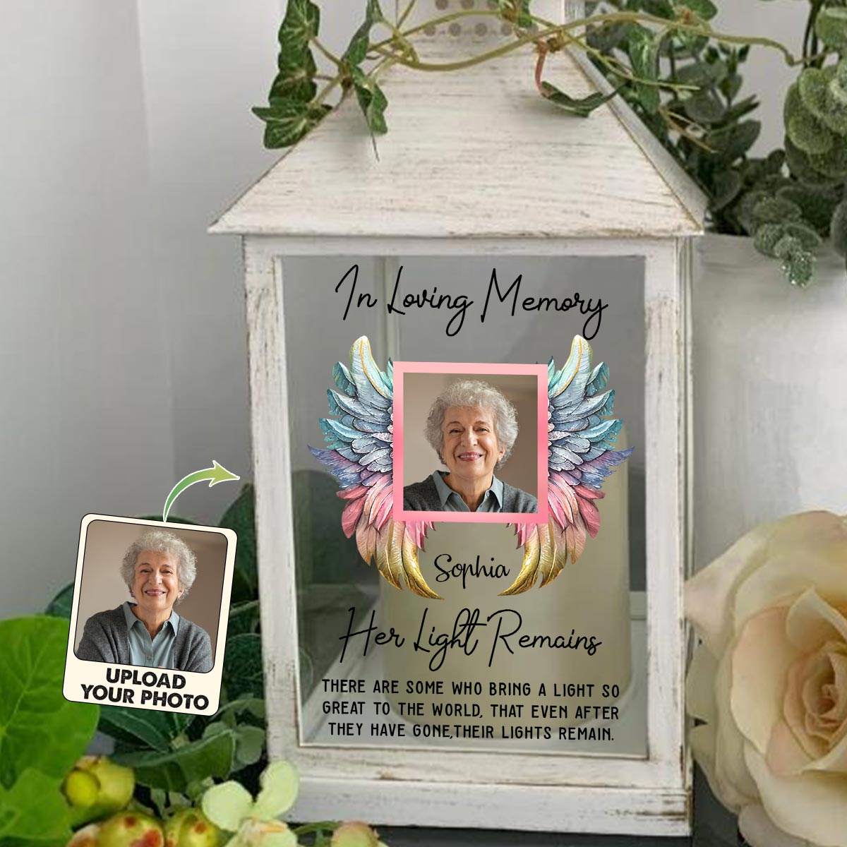 Her/ His Light Remains - Personalized Memorial Candle Lantern