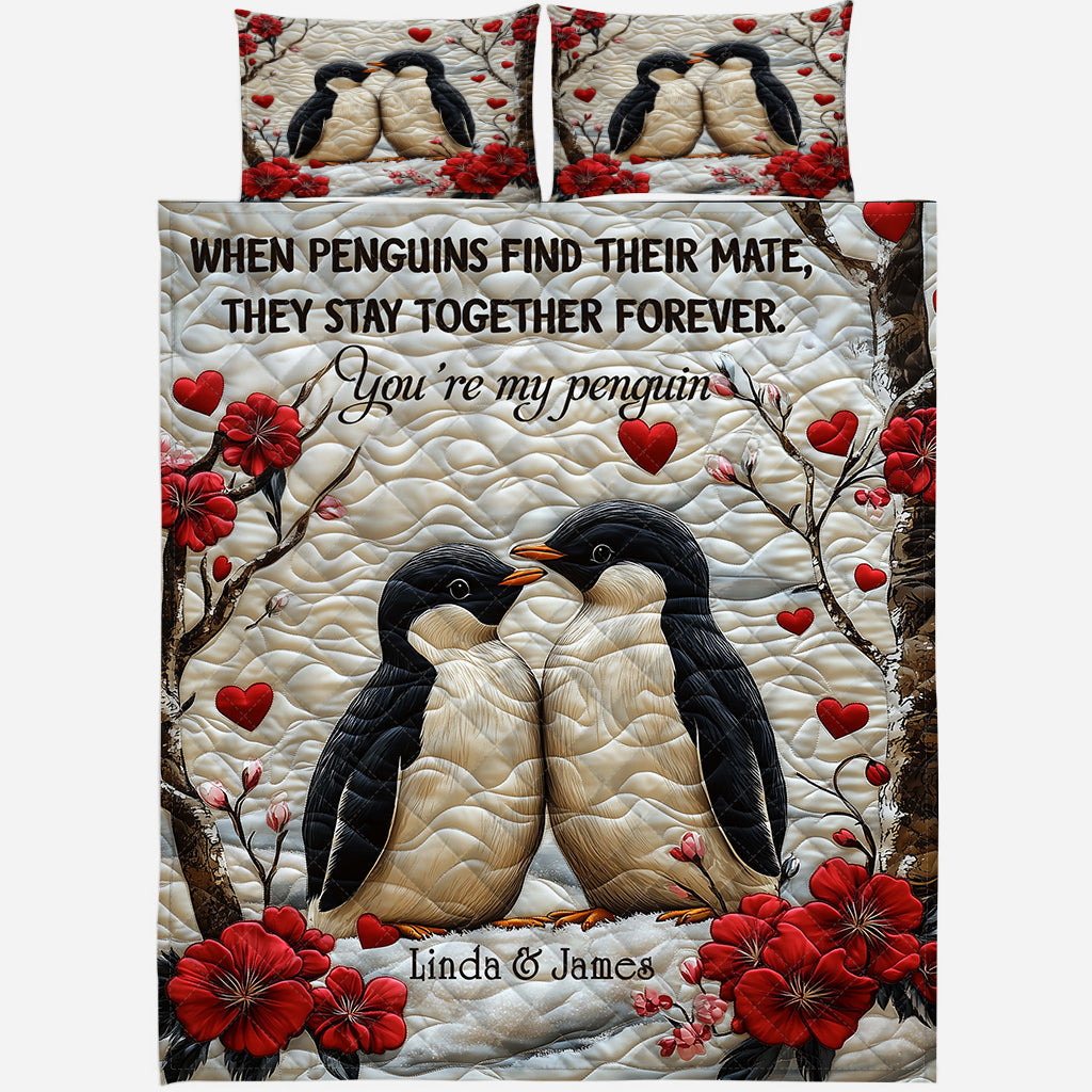 You're My Penguin - Personalized Couple Quilt Set