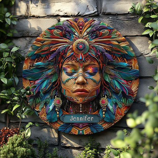 Âme Hippie - Panneau rond en bois personnalisé Hippie
