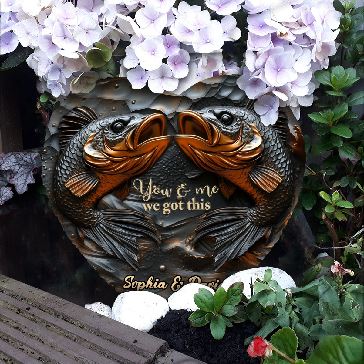 Passionné de pêche - Pierre en forme de cœur personnalisée