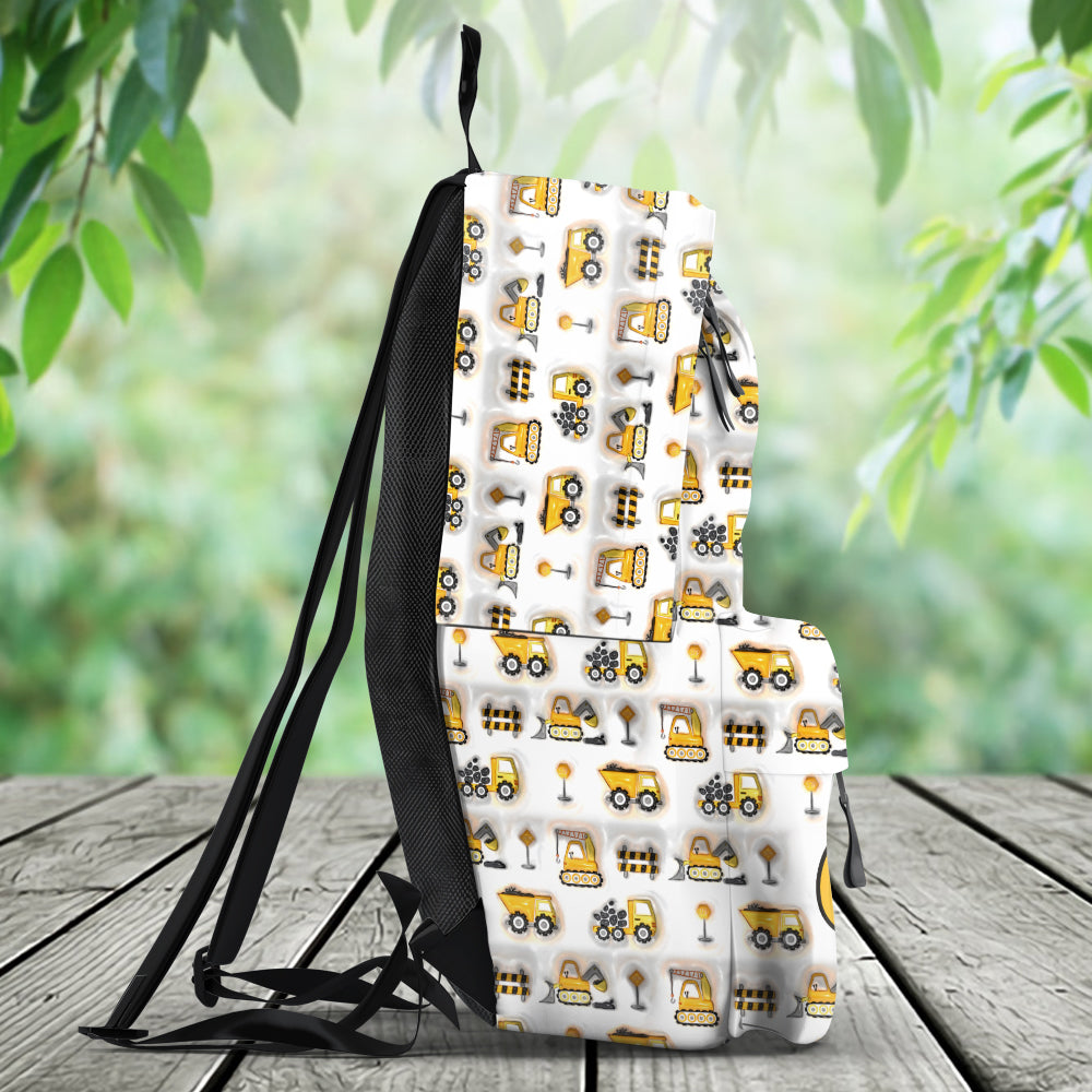 Construction Vehicles Letters - Personalized Kid Backpack