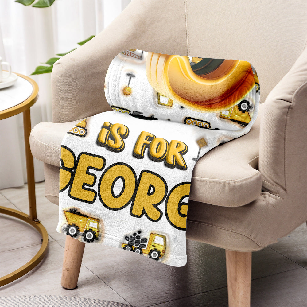 Lettres de véhicules de construction - Couverture enfant personnalisée