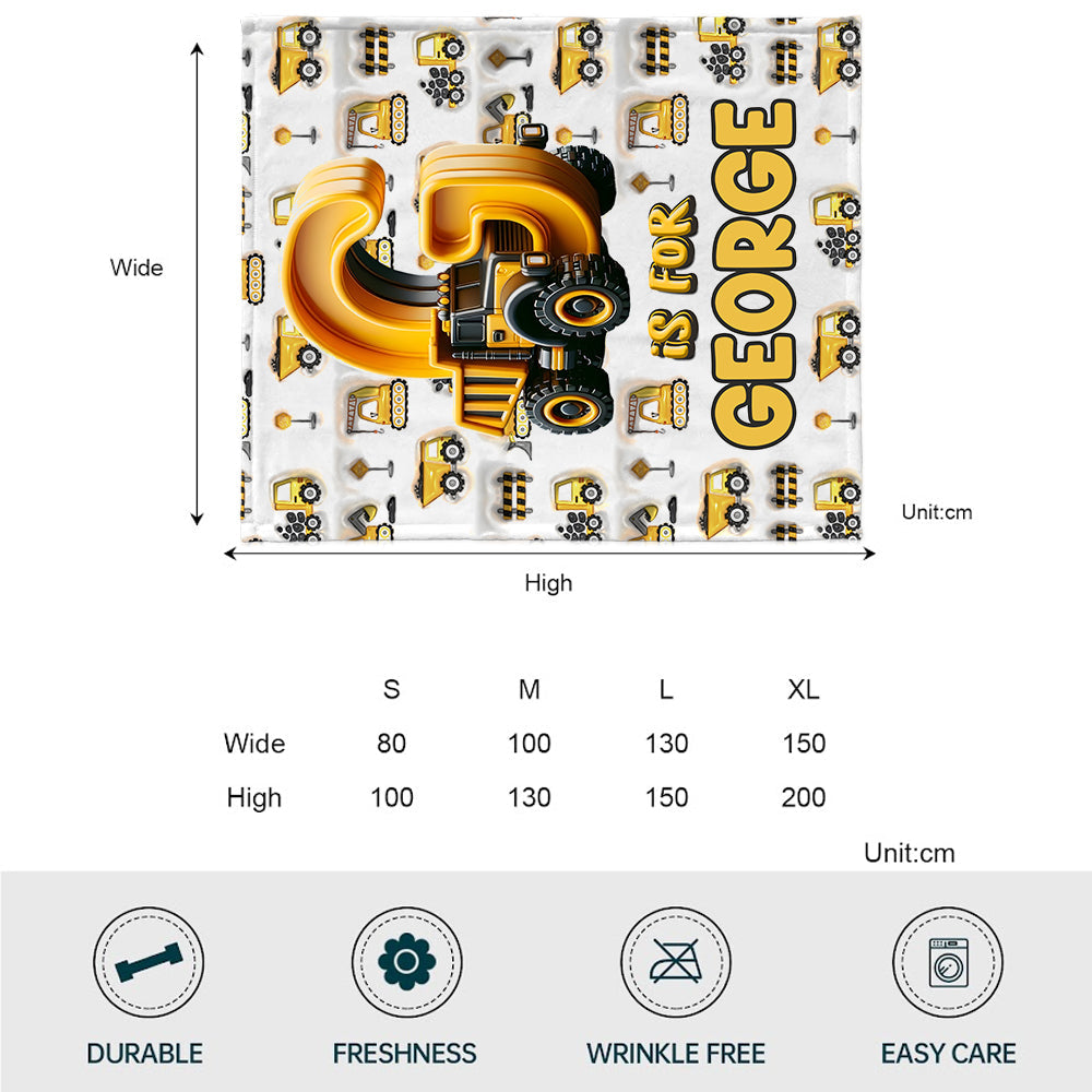 Lettres de véhicules de construction - Couverture enfant personnalisée