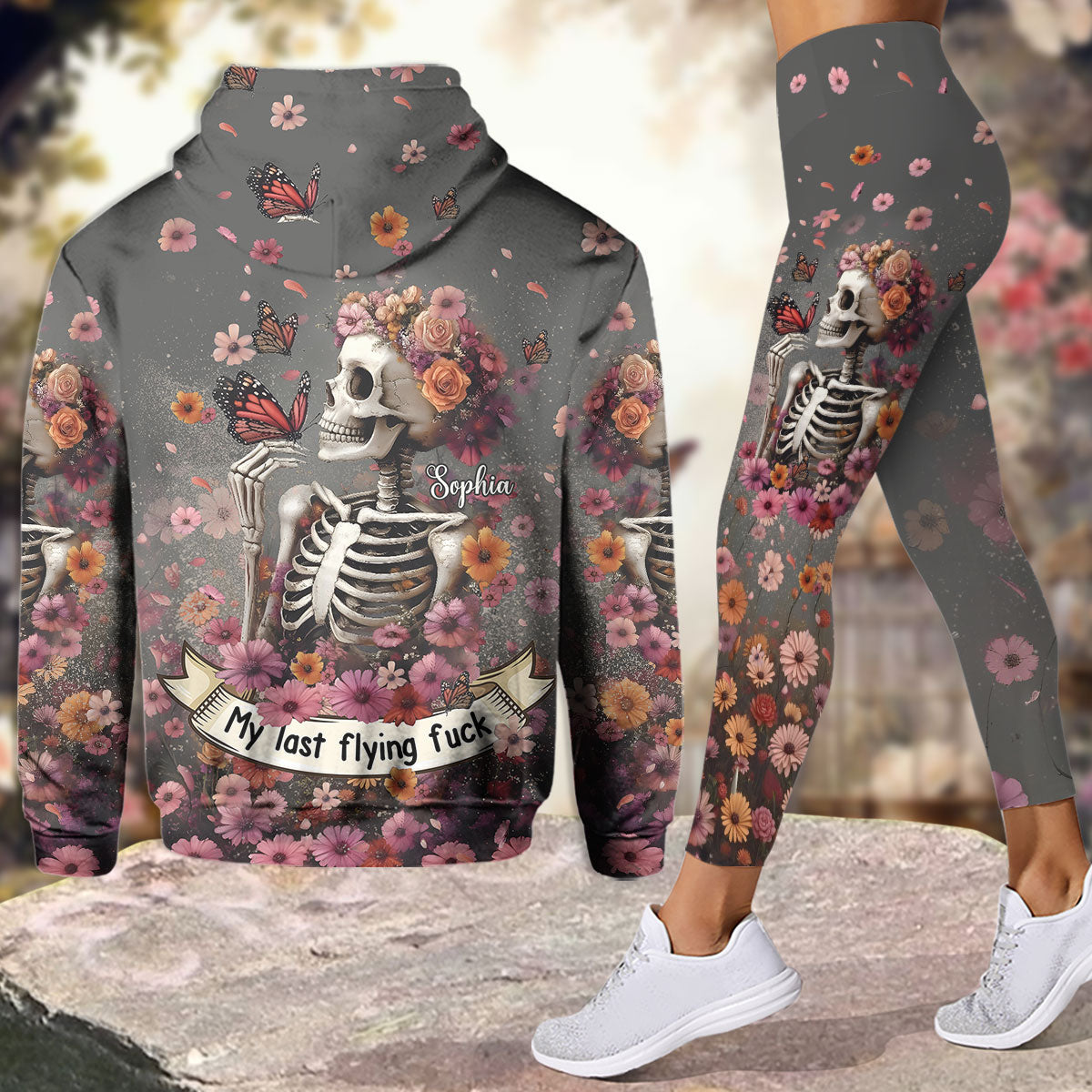 Mon dernier coup de foudre - Sweat à capuche et legging personnalisés avec tête de mort