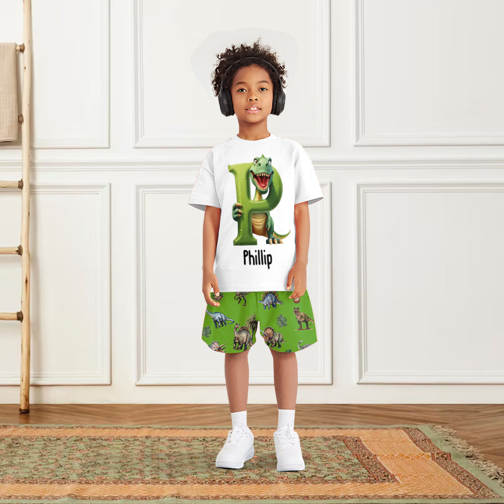 Cool Dinosaur Alphabet - Personalized Kid T-shirt & Shorts