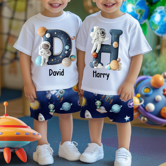 Alphabet spatial cool - T-shirt et short personnalisés pour enfant