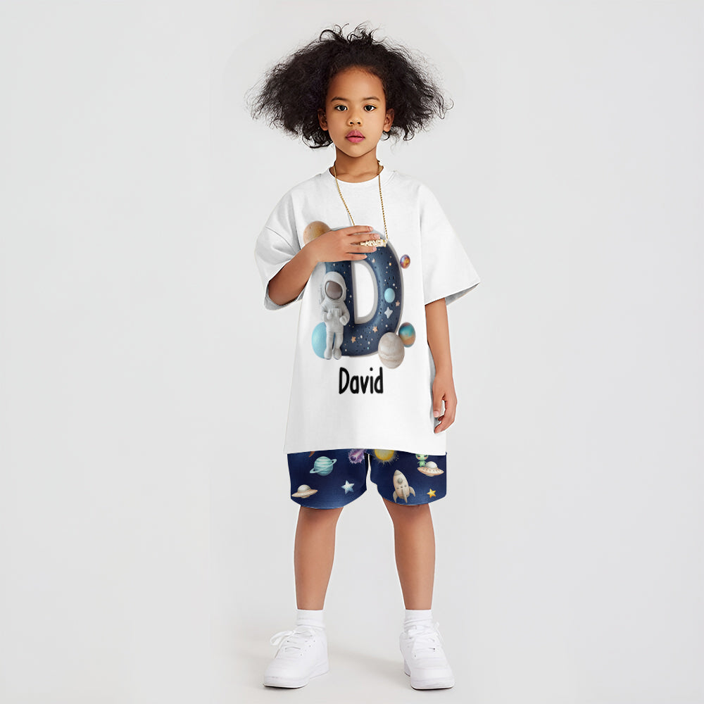Alphabet spatial cool - T-shirt et short personnalisés pour enfant