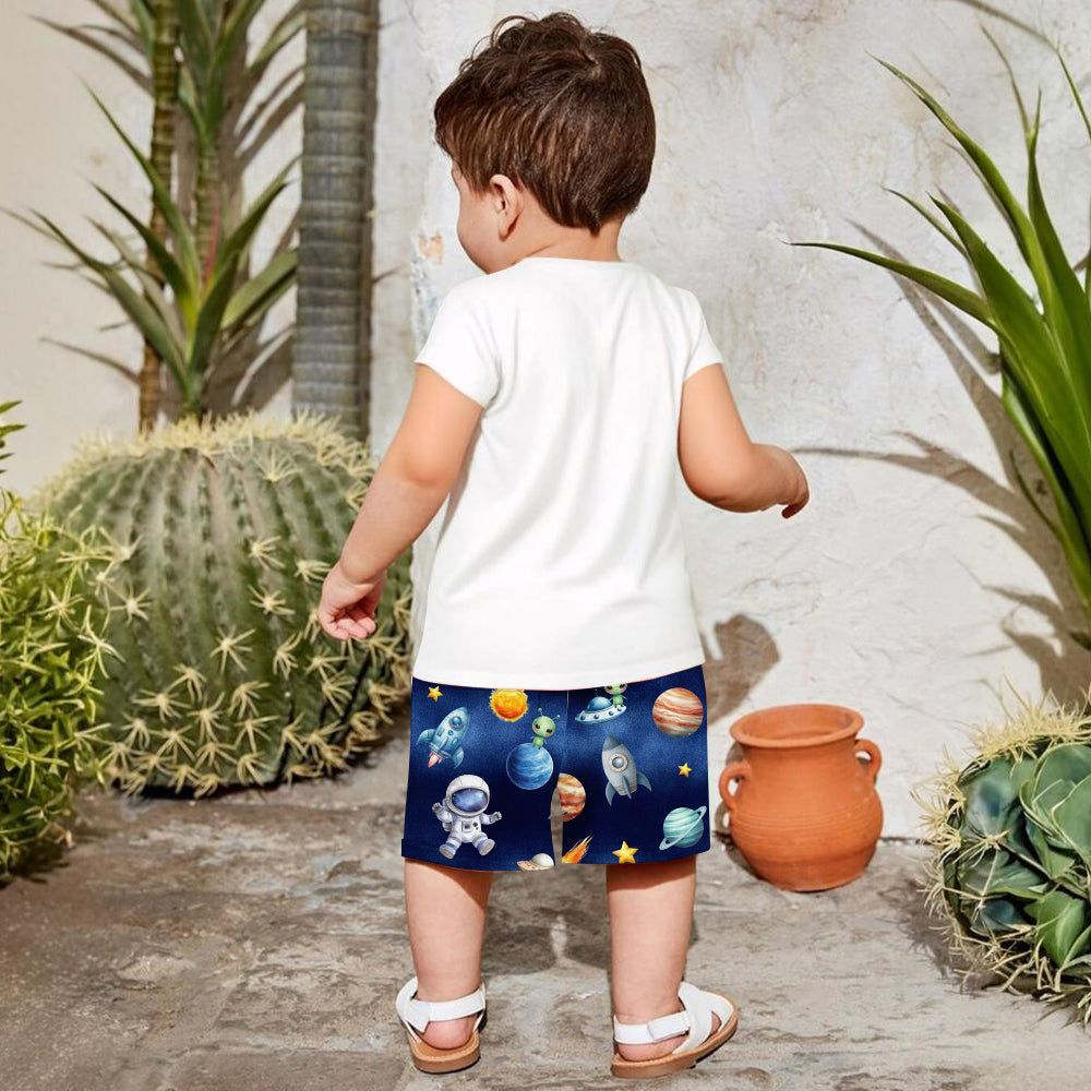 Alphabet spatial cool - T-shirt et short personnalisés pour enfant