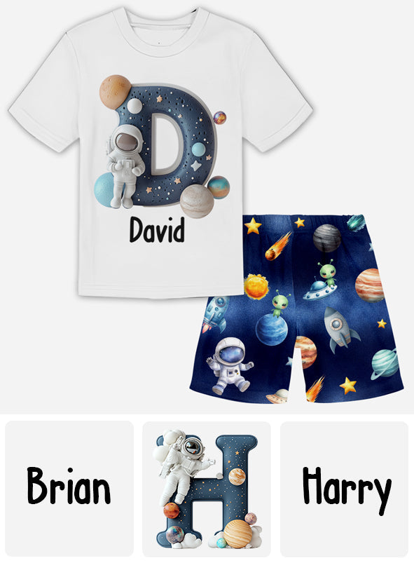 Alphabet spatial cool - T-shirt et short personnalisés pour enfant
