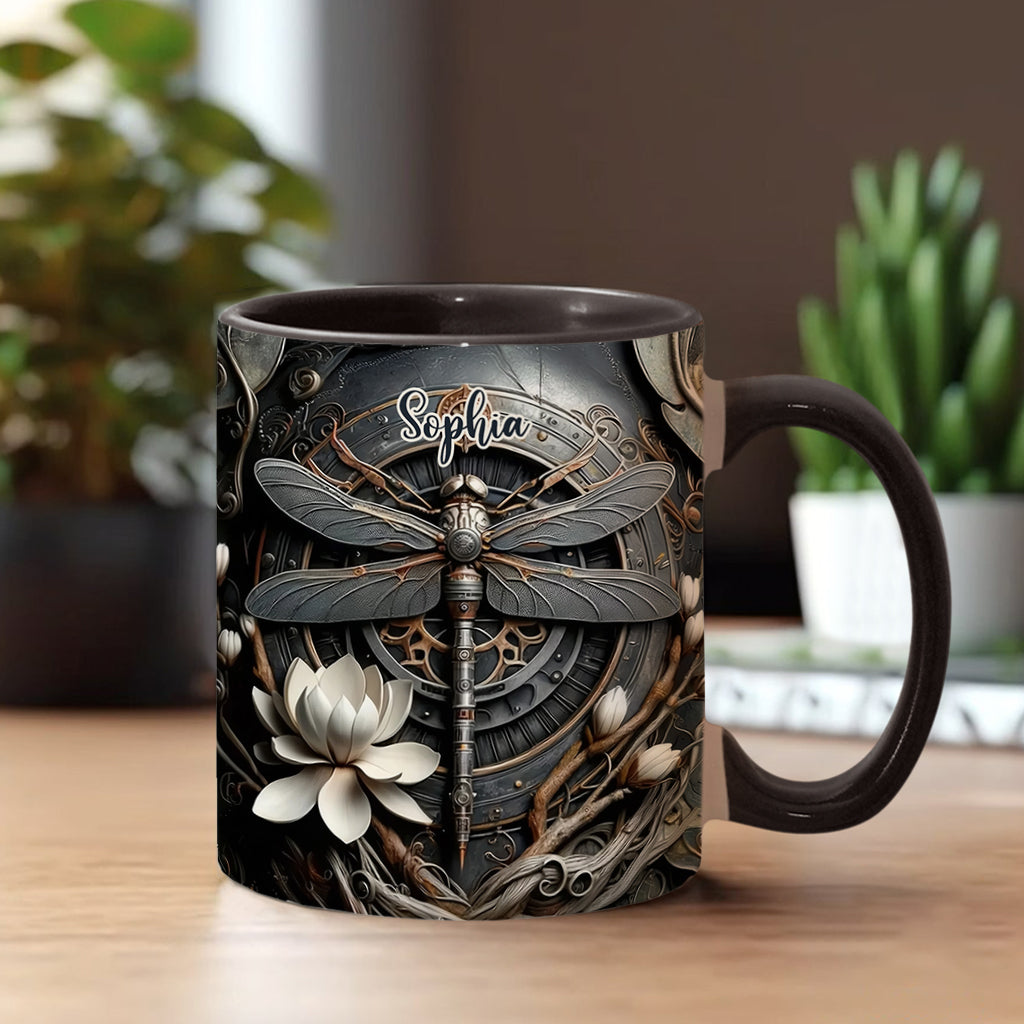 Black Dragonfly - Personalized Dragonfly Accent Mug