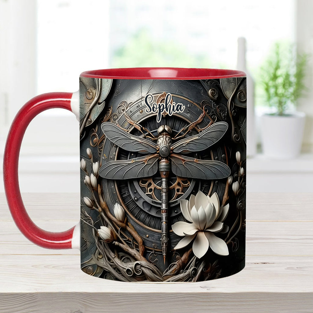 Black Dragonfly - Personalized Dragonfly Accent Mug
