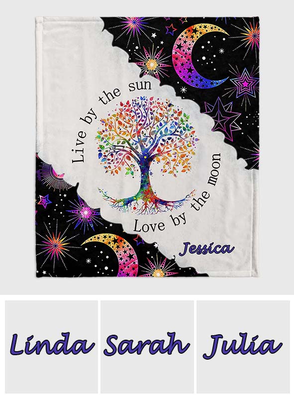 Live By The Sun Love By The Moon - Personalized Hippie Blanket