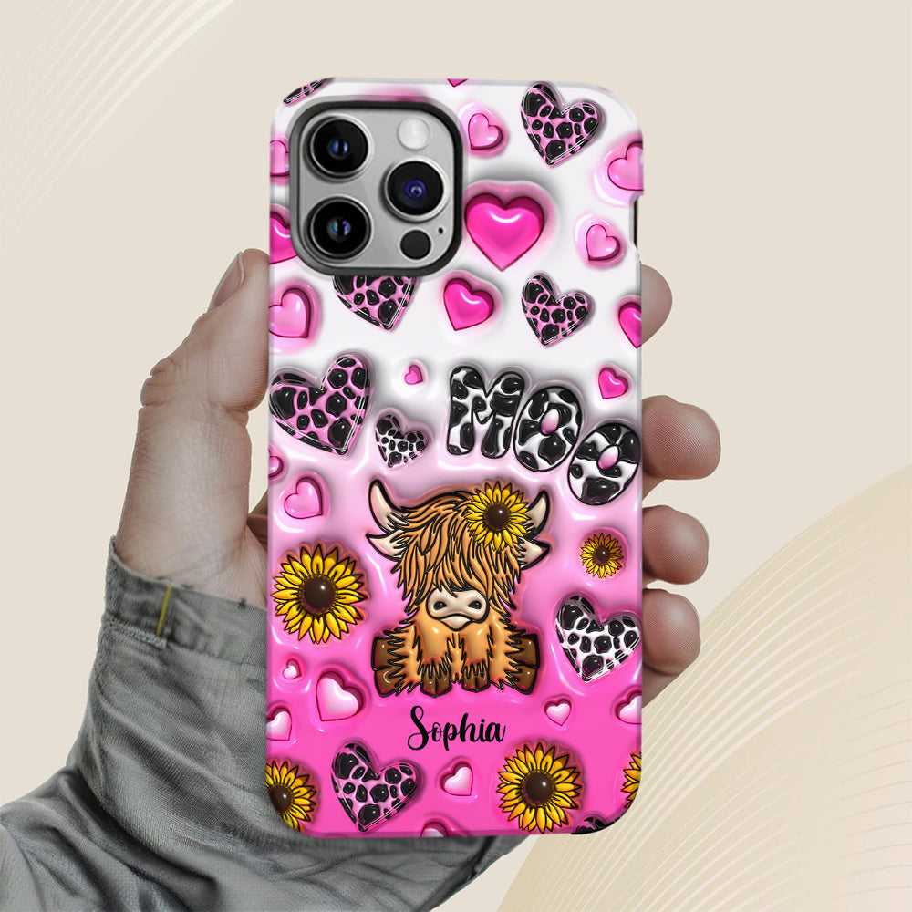 Sunflower Highland Cow - Personalized Full Print Phone Case