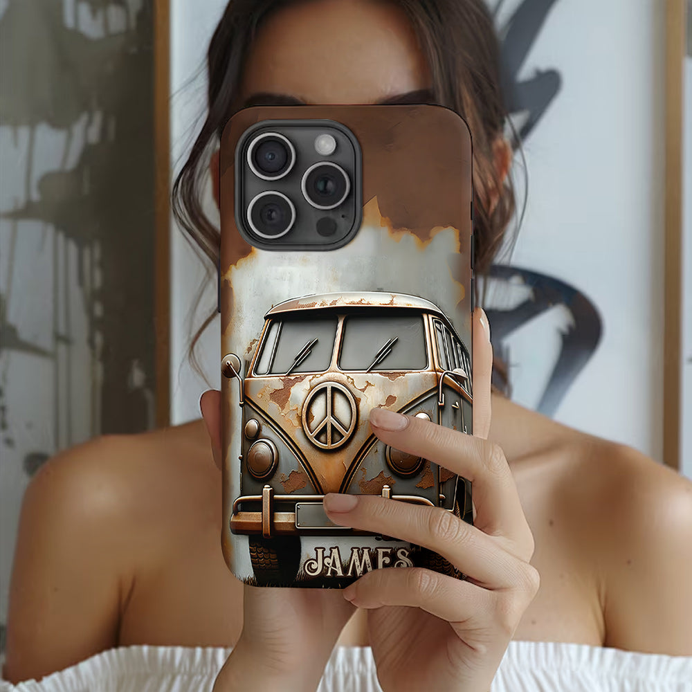 Camper Van Peace Symbol Vintage Soul - Personalized Hippie Full Print Phone Case
