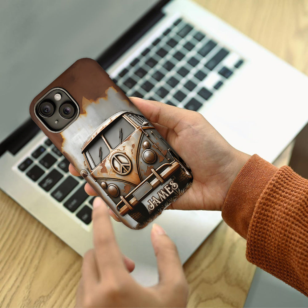 Camper Van Peace Symbol Vintage Soul - Personalized Hippie Full Print Phone Case