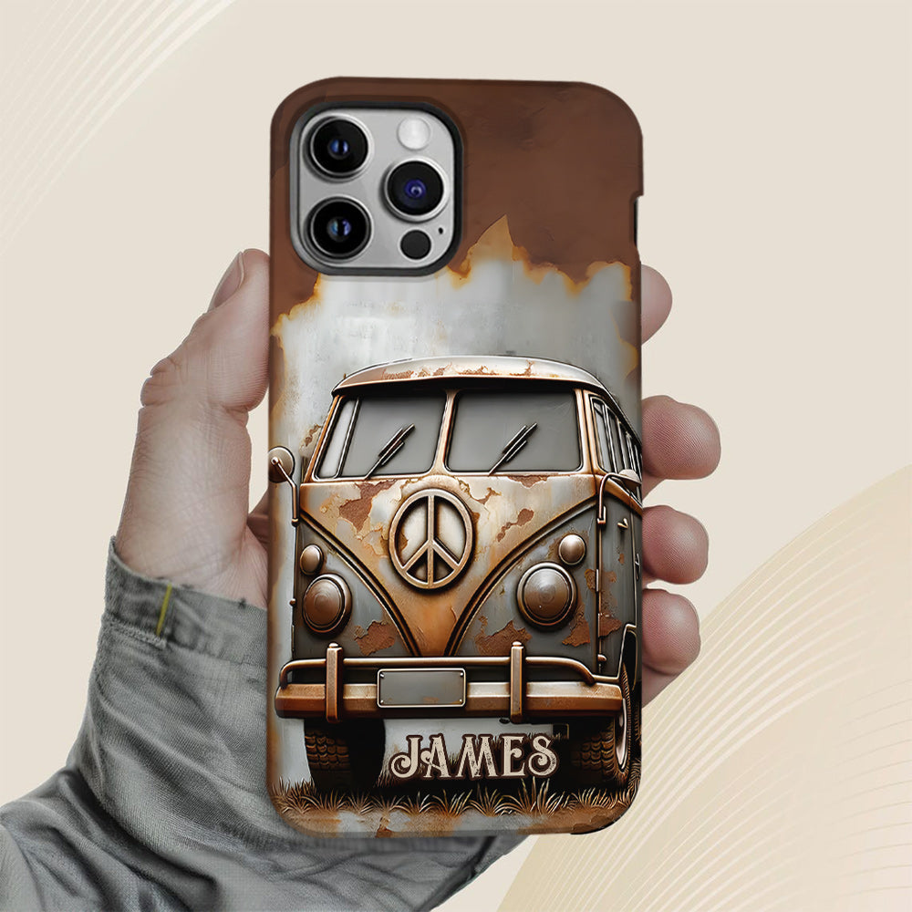 Camper Van Peace Symbol Vintage Soul - Personalized Hippie Full Print Phone Case