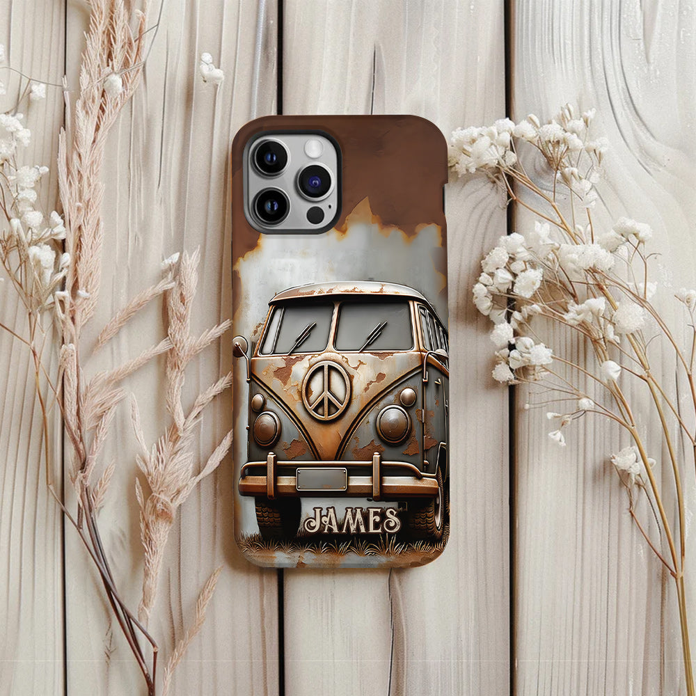 Camper Van Peace Symbol Vintage Soul - Personalized Hippie Full Print Phone Case