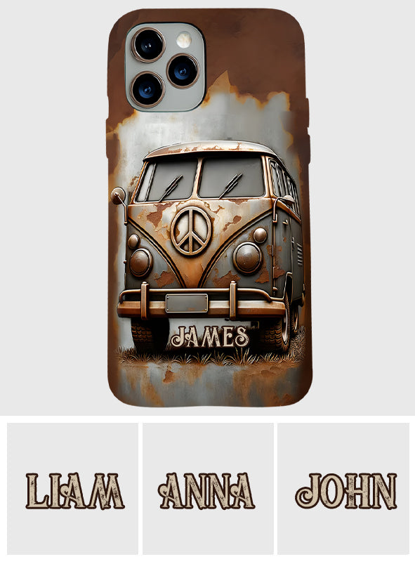 Camper Van Peace Symbol Vintage Soul - Personalized Hippie Full Print Phone Case