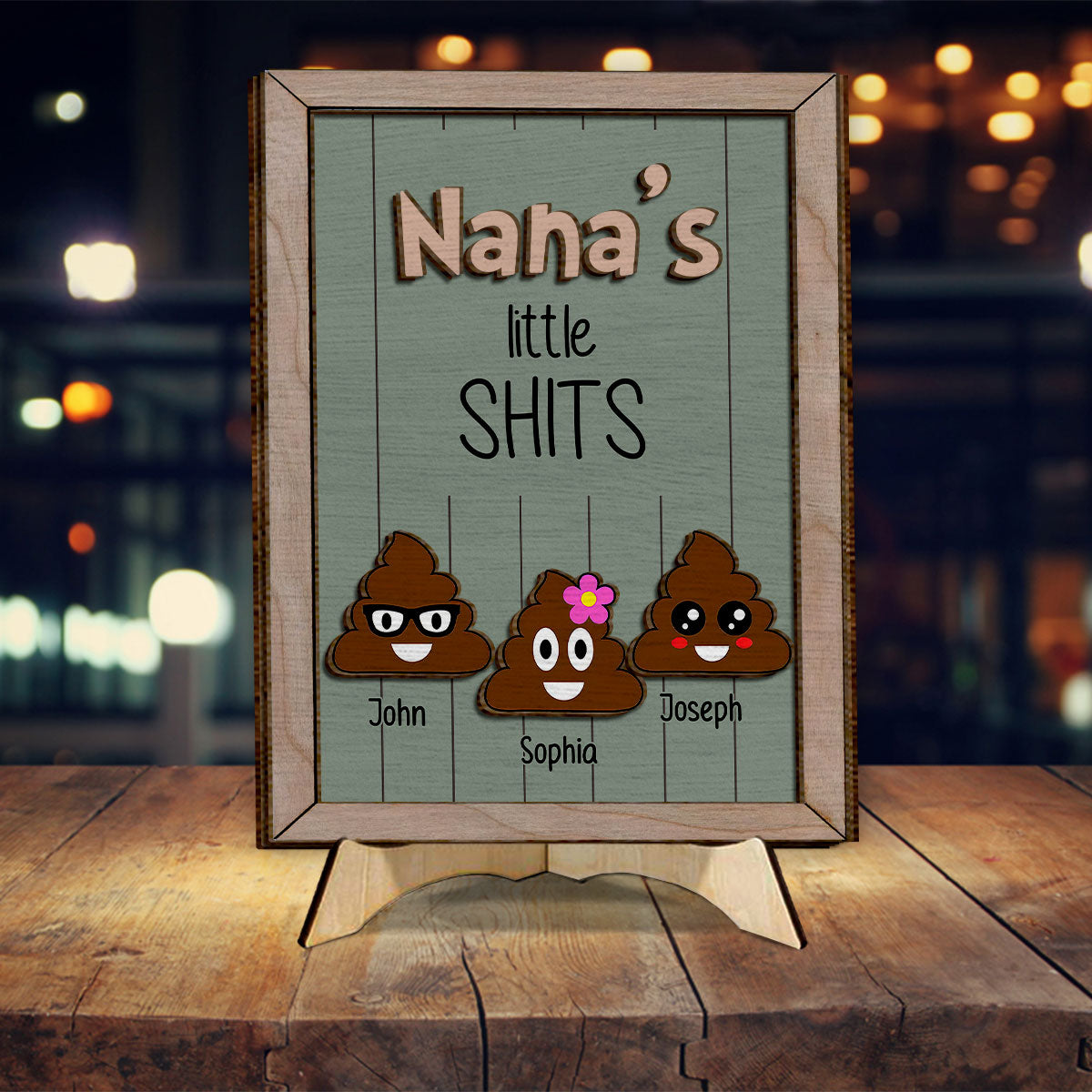 Grand-mère, Maman, Papa, Grand-père, Petits Mignons - Plaque en bois personnalisée à 2 couches pour Grand-mère