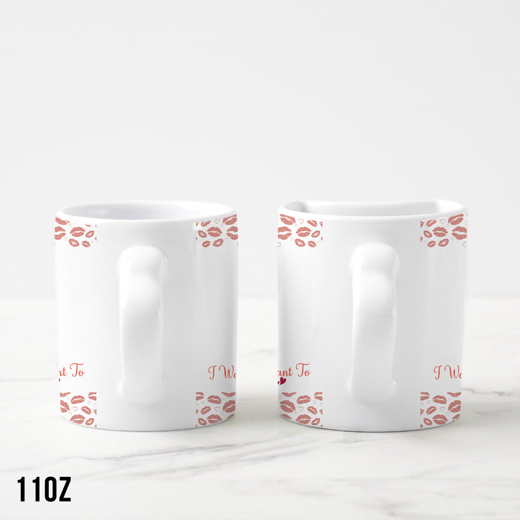 Je veux vieillir avec toi - Mug assorti personnalisé pour couple avec anse en forme de cœur