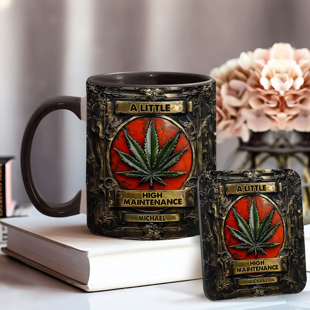 Mug personnalisé « Un peu exigeant » avec motif cannabis