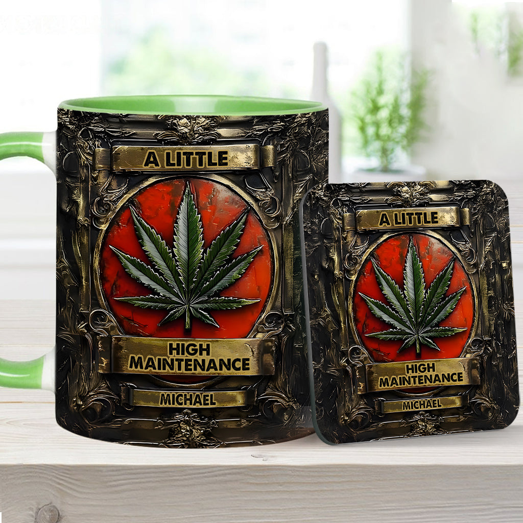 Mug personnalisé « Un peu exigeant » avec motif cannabis