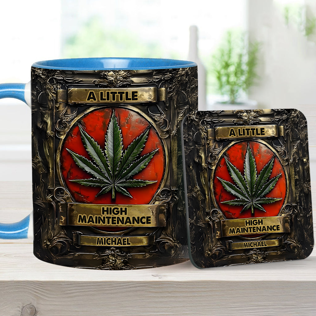 Mug personnalisé « Un peu exigeant » avec motif cannabis