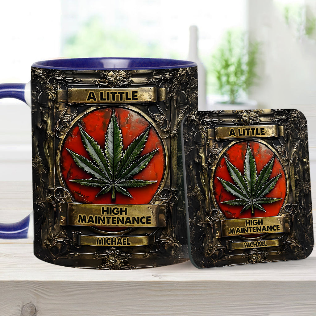 Mug personnalisé « Un peu exigeant » avec motif cannabis