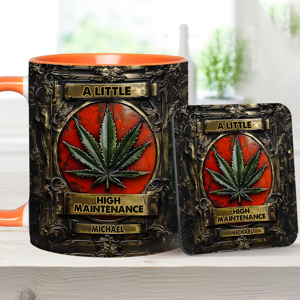 Mug personnalisé « Un peu exigeant » avec motif cannabis