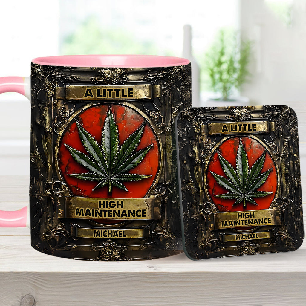 Mug personnalisé « Un peu exigeant » avec motif cannabis