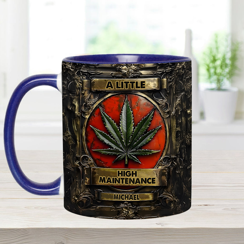 Mug personnalisé « Un peu exigeant » avec motif cannabis