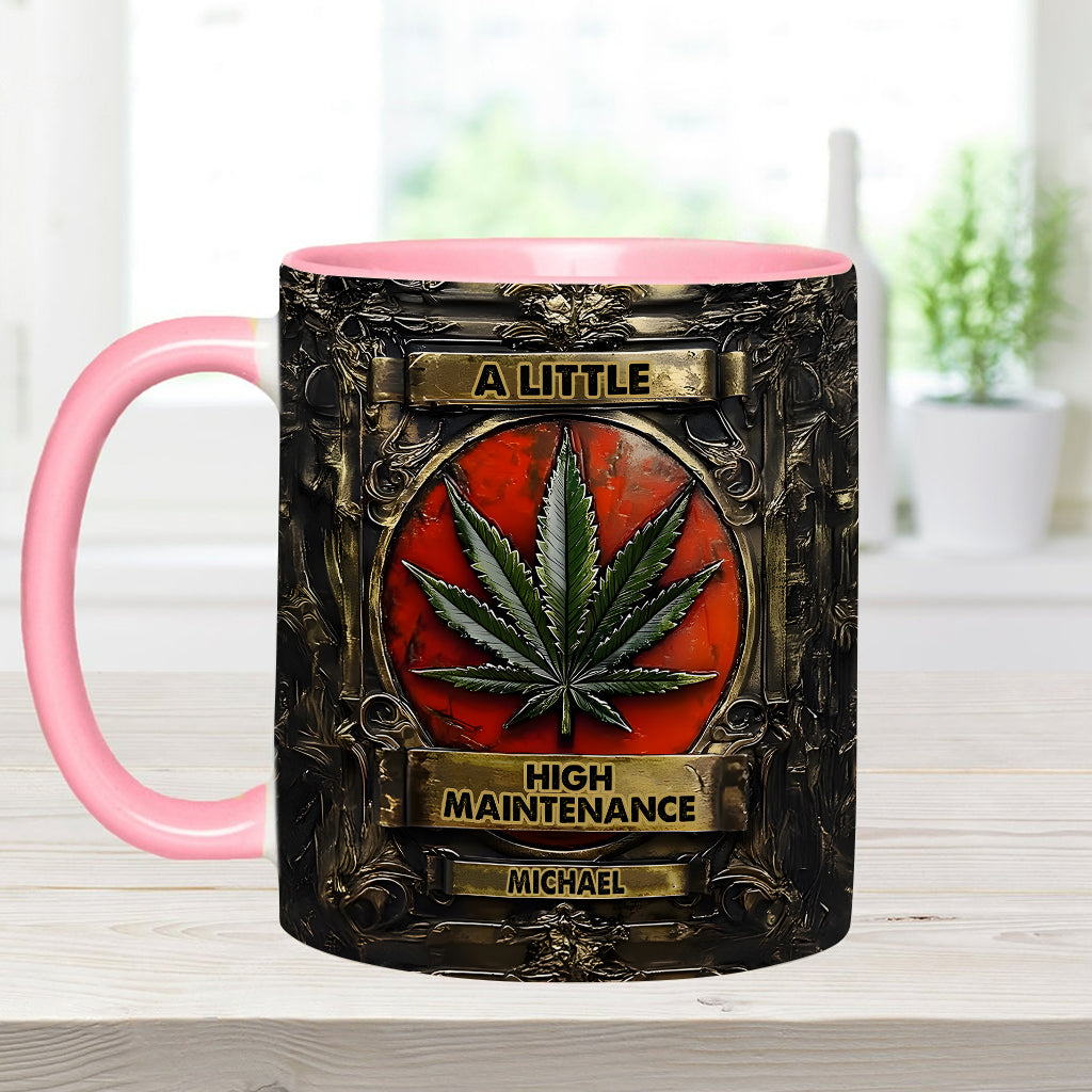Mug personnalisé « Un peu exigeant » avec motif cannabis