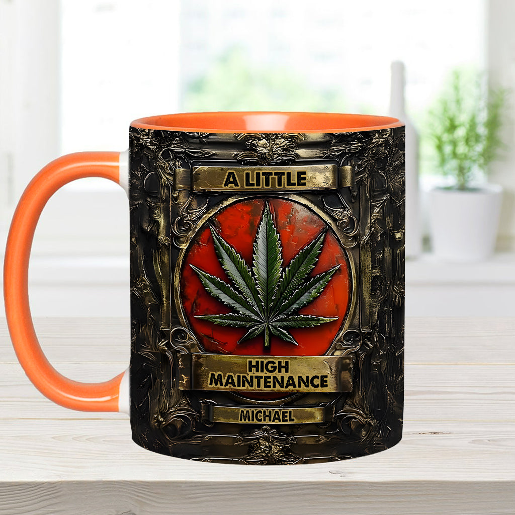 Mug personnalisé « Un peu exigeant » avec motif cannabis