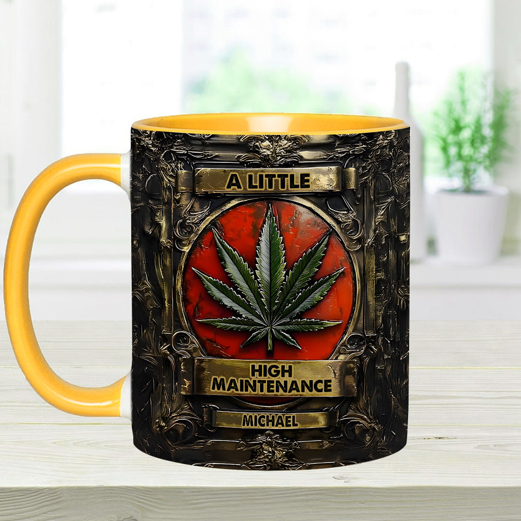 Mug personnalisé « Un peu exigeant » avec motif cannabis
