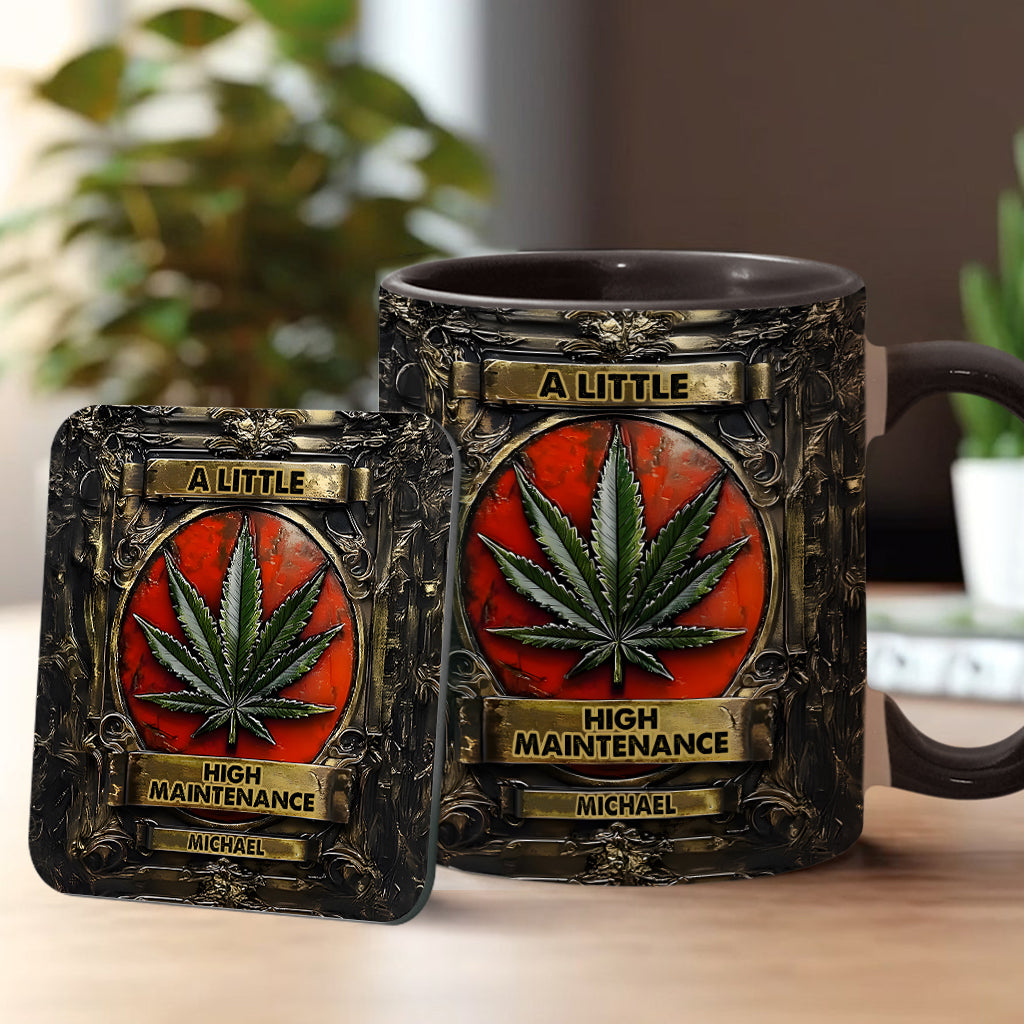 Mug personnalisé « Un peu exigeant » avec motif cannabis