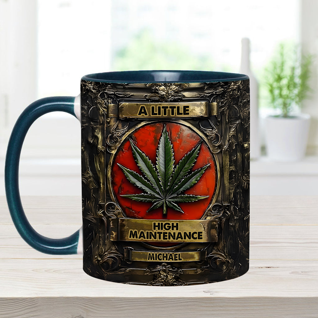 Mug personnalisé « Un peu exigeant » avec motif cannabis