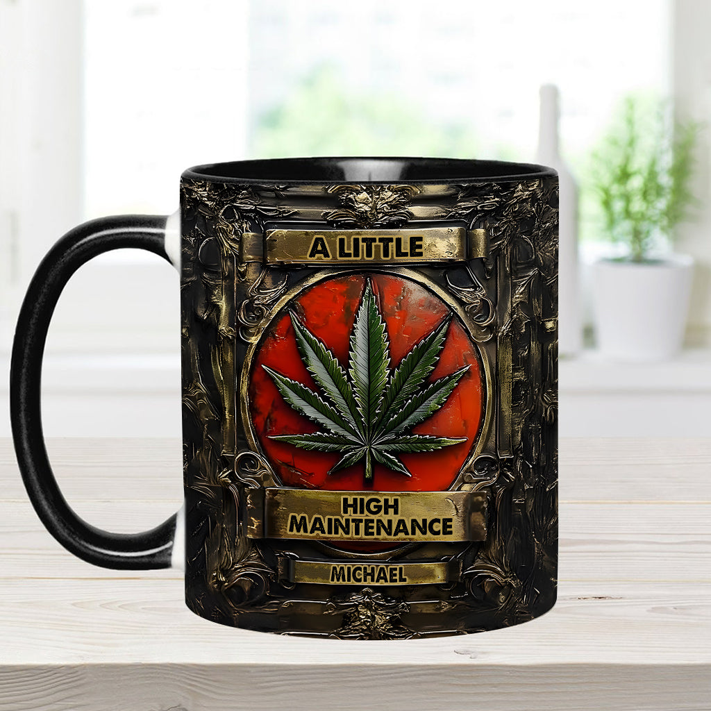 Mug personnalisé « Un peu exigeant » avec motif cannabis