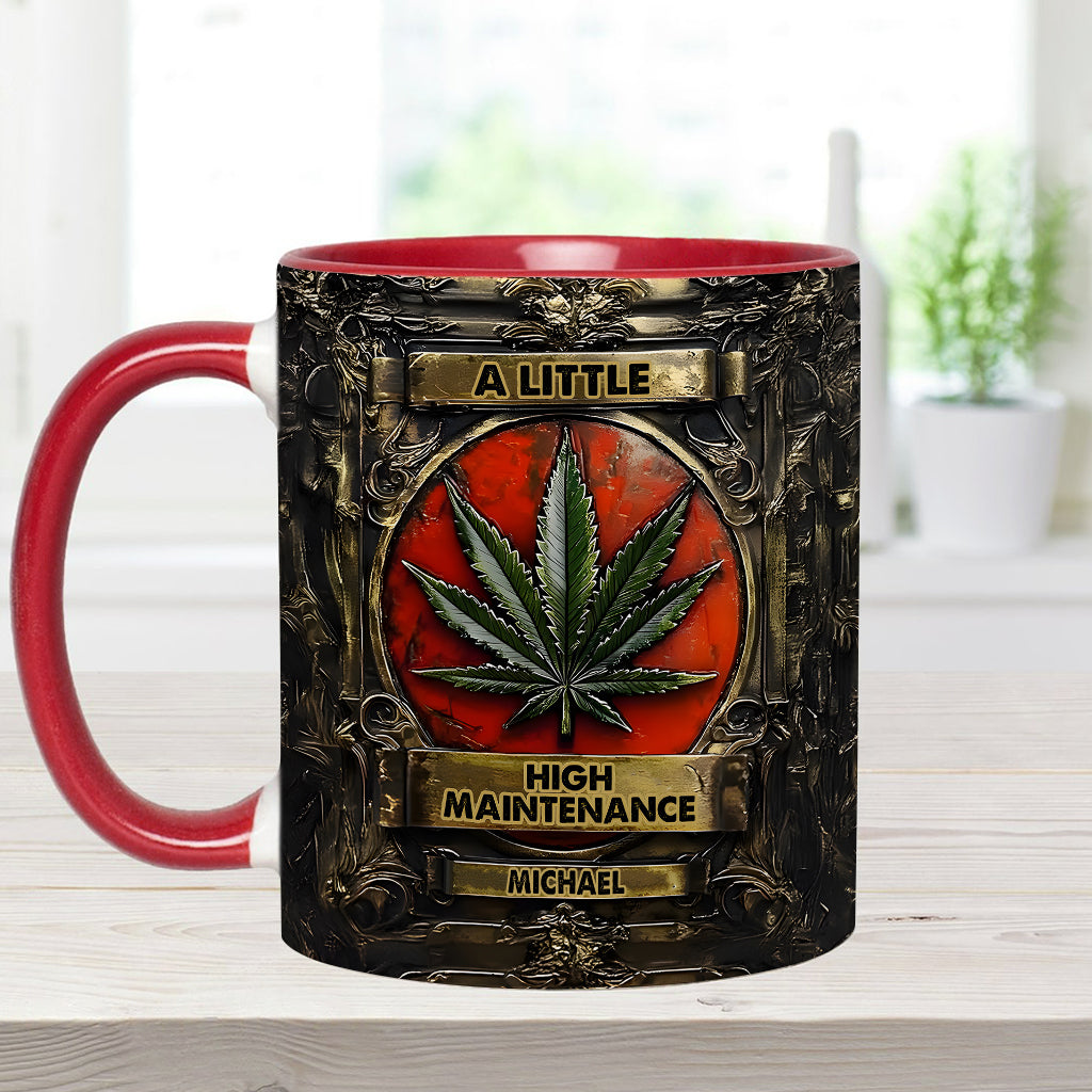 Mug personnalisé « Un peu exigeant » avec motif cannabis