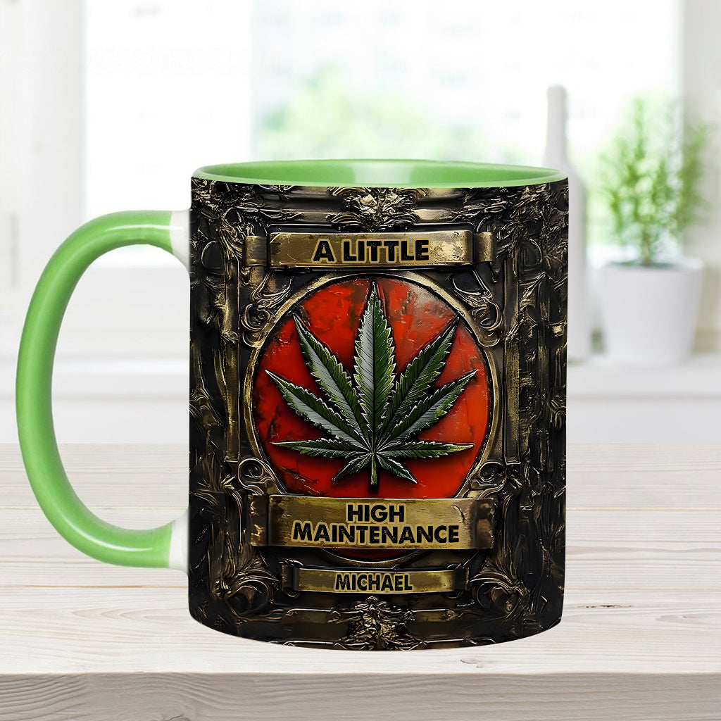 Mug personnalisé « Un peu exigeant » avec motif cannabis