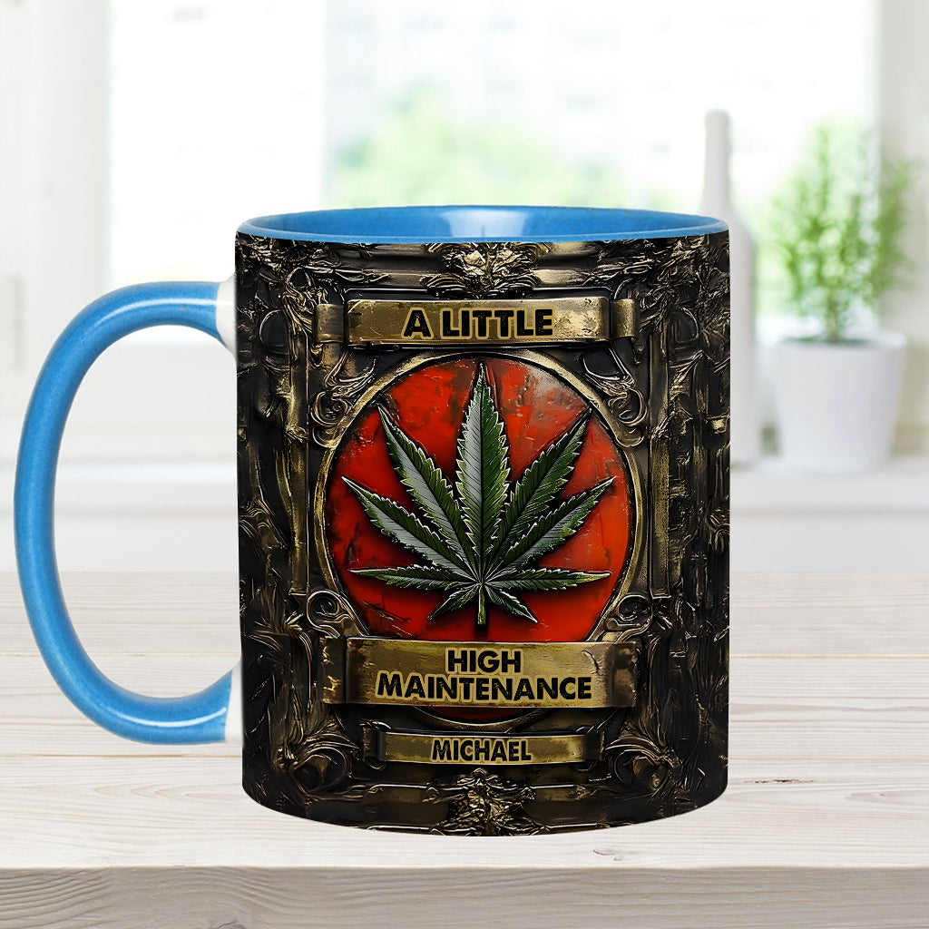 Mug personnalisé « Un peu exigeant » avec motif cannabis