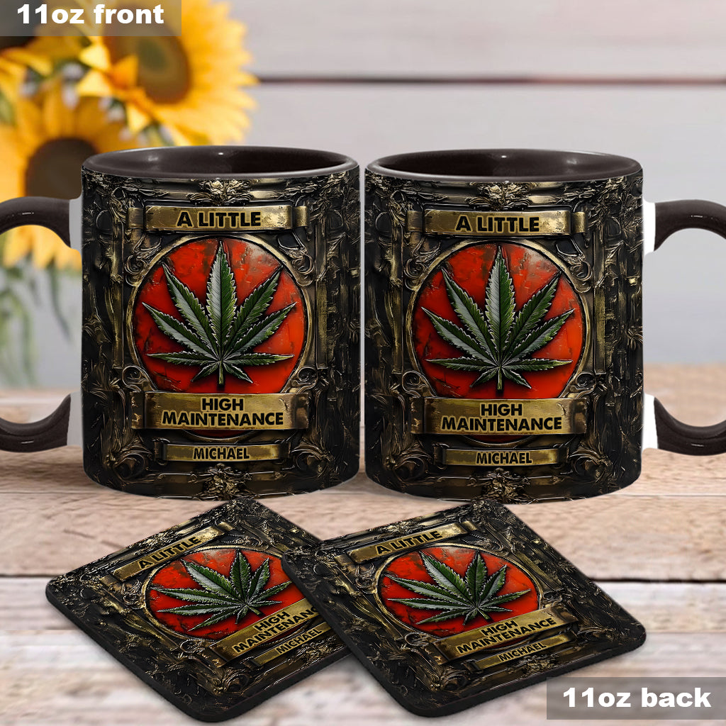 Mug personnalisé « Un peu exigeant » avec motif cannabis