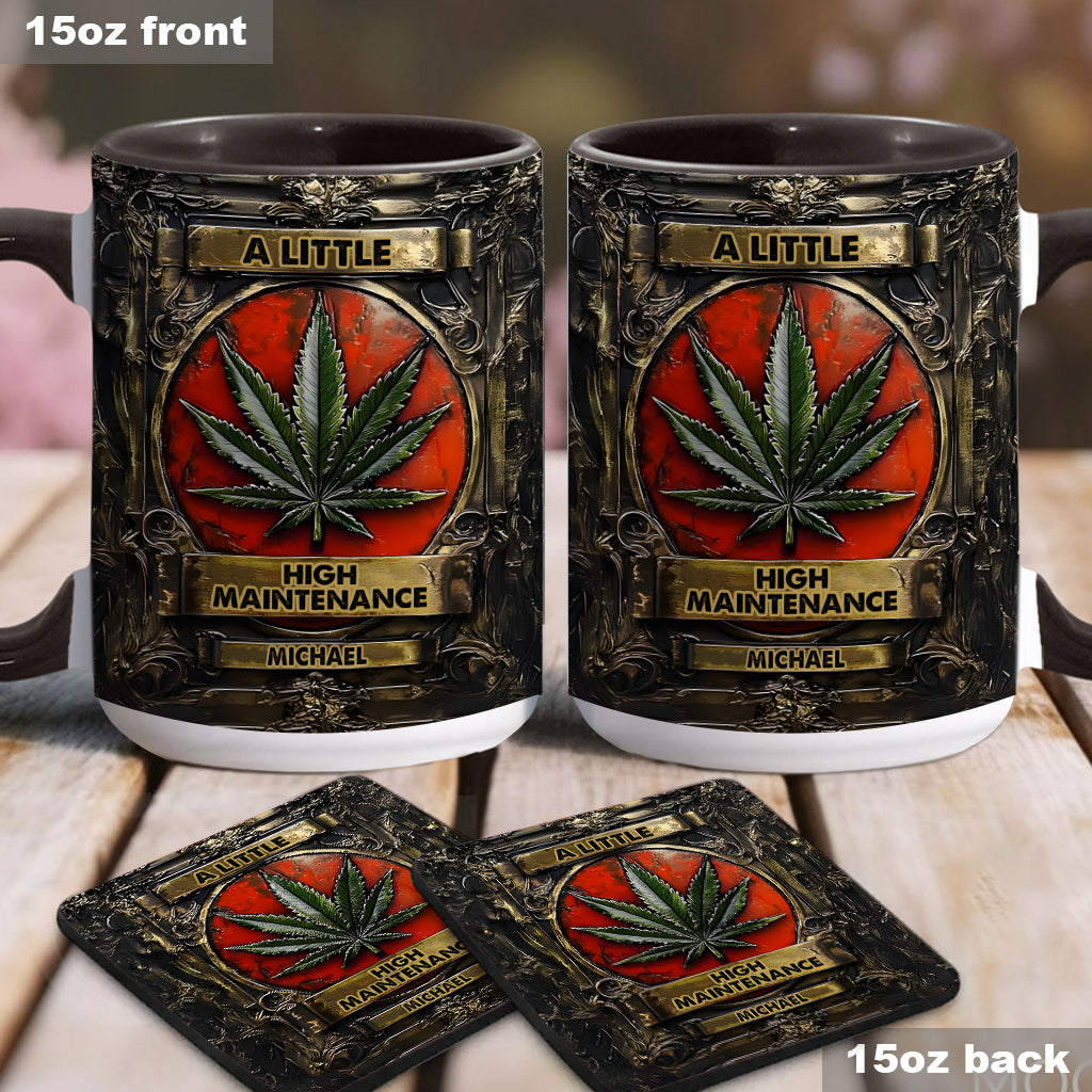 Mug personnalisé « Un peu exigeant » avec motif cannabis