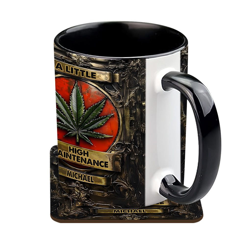 Mug personnalisé « Un peu exigeant » avec motif cannabis