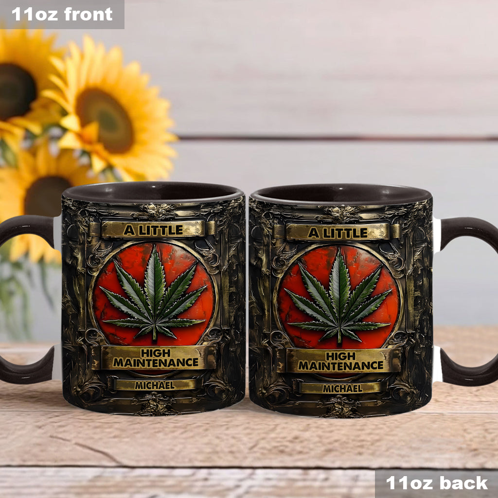 Mug personnalisé « Un peu exigeant » avec motif cannabis