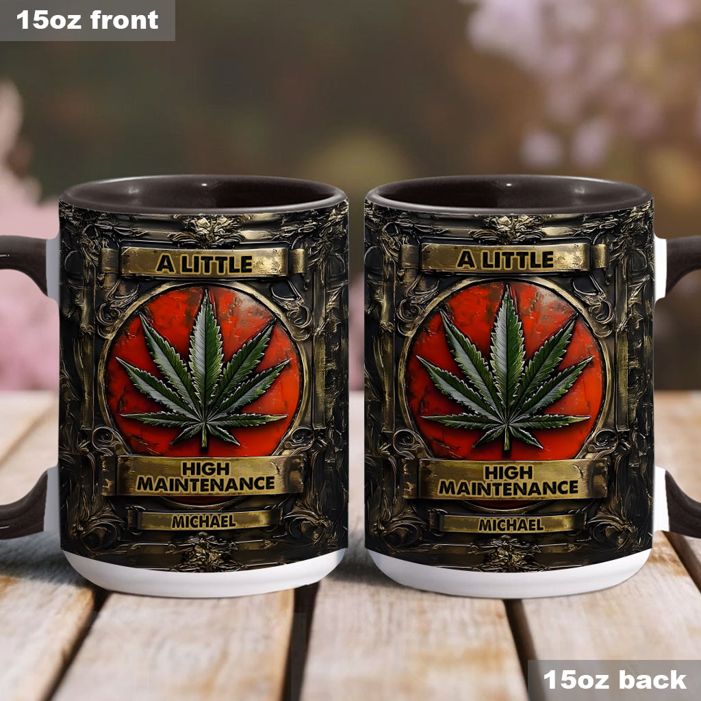 Mug personnalisé « Un peu exigeant » avec motif cannabis