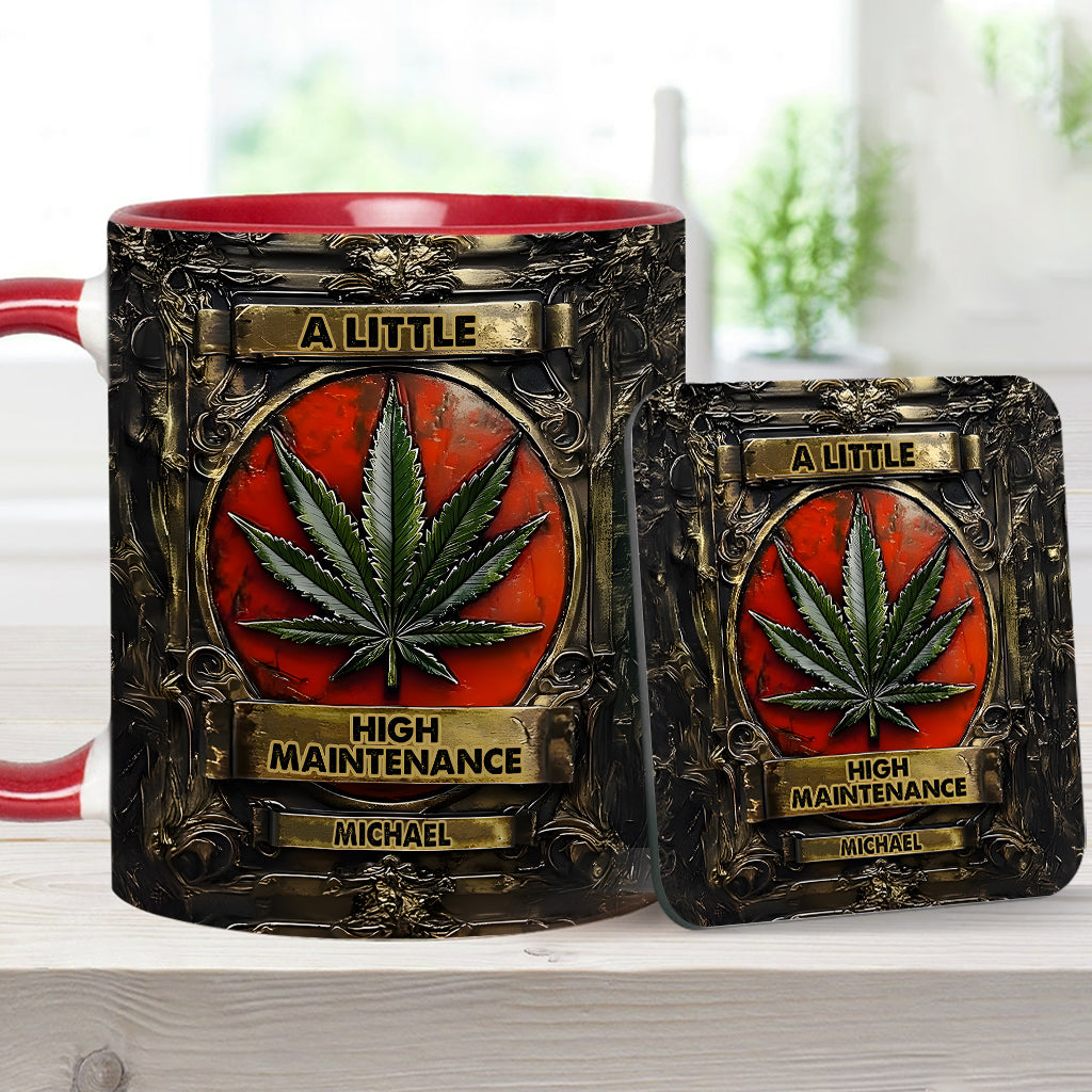 Mug personnalisé « Un peu exigeant » avec motif cannabis