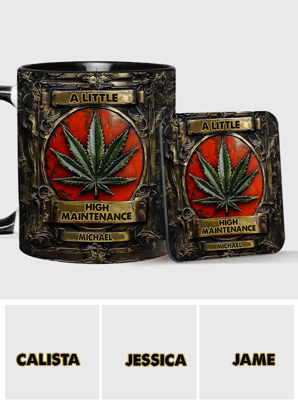 Mug personnalisé « Un peu exigeant » avec motif cannabis